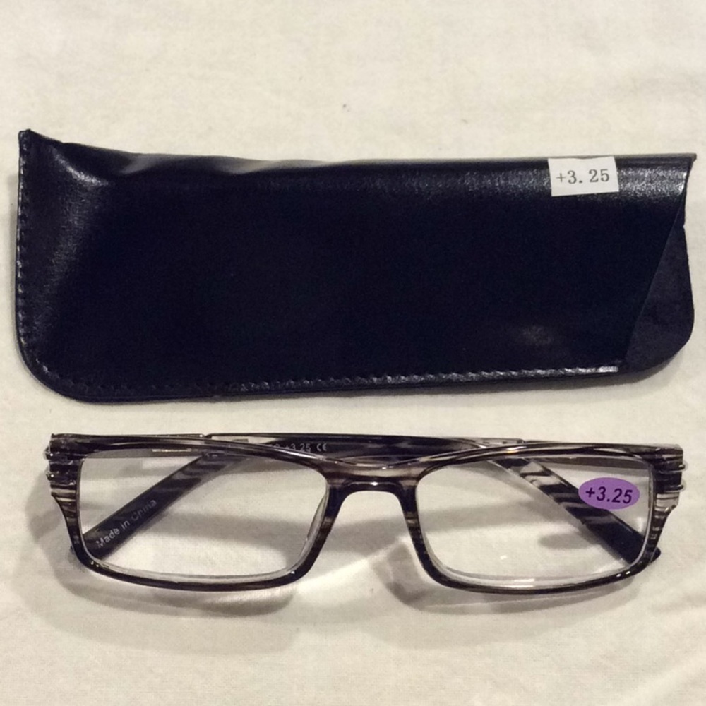 Mid-Century Faux Bois Reading Glasses & Case